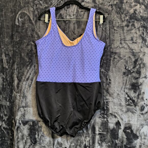 Miraclesuit Lavender Polka Dot Color Block Women's one piece 22W - Picture 4 of 7